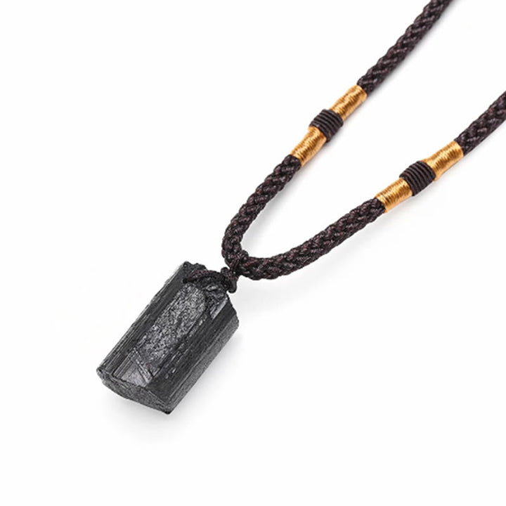 Buddha Stones Natural Black Tourmaline Positive Rope Necklace Pendant - image 2