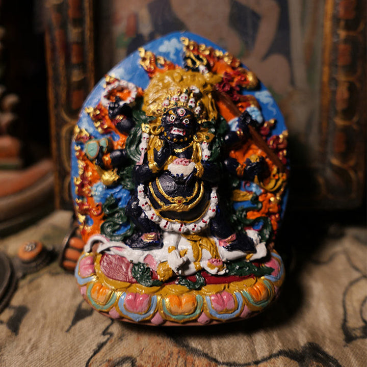 Buddha Stones Mini Daikokuten God of Wealth Buddha Tibet Clay Serenity Home Decoration - 9.6*7.8cm - image 0