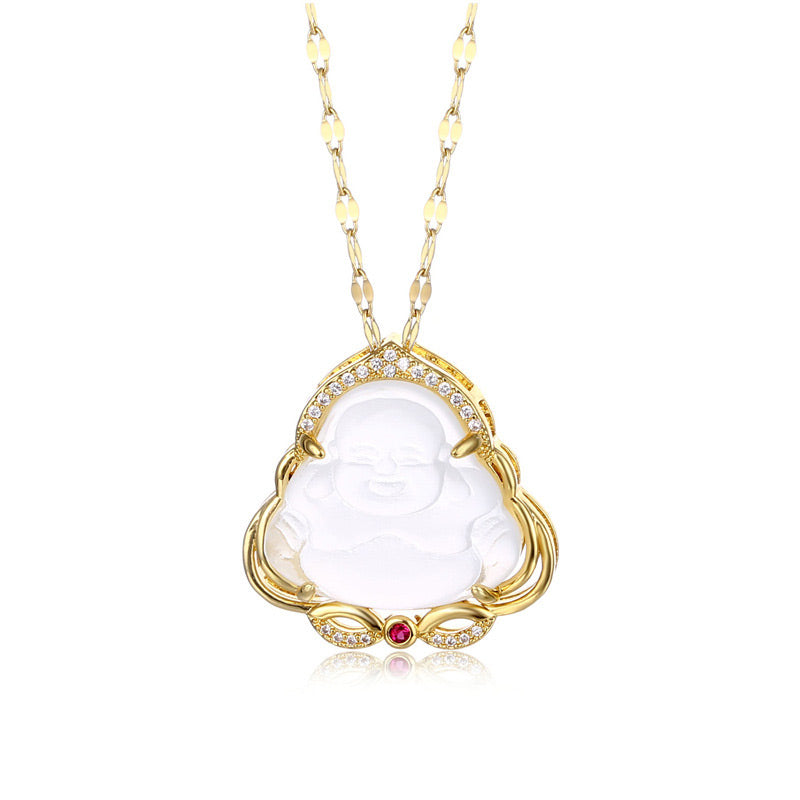 Buddha Stones Natural Laughing Buddha Peace Necklace - image 7