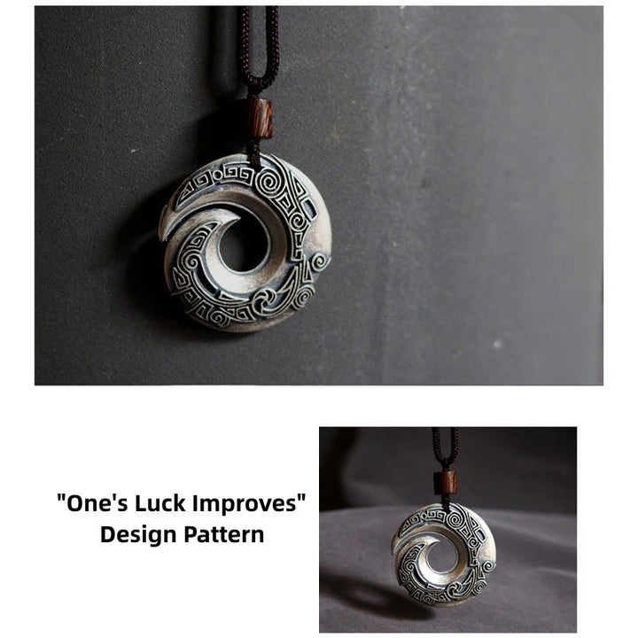 Buddha Stones One's Luck Improves Design Pattern Copper Luck Necklace Pendant - image 4