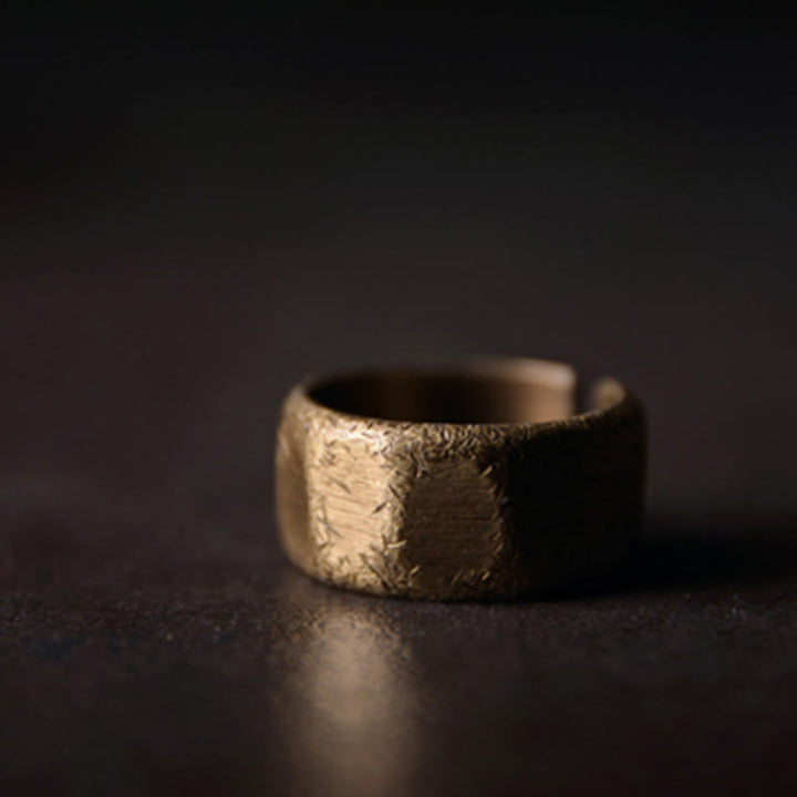Tibetan Simple Design Copper Brass Frosted Wealth Ring - image 17