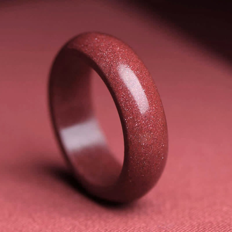 Buddha Stones Cinnabar Om Mani Padme Hum Auspicious Clouds Blessing Ring - Cinnabar - 22mm - image 1