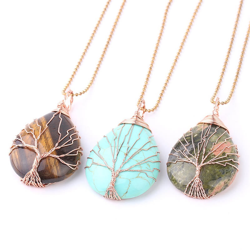 Buddha Stones Natural Quartz Crystal Tree Of Life Healing Energy Necklace Pendant - image 27