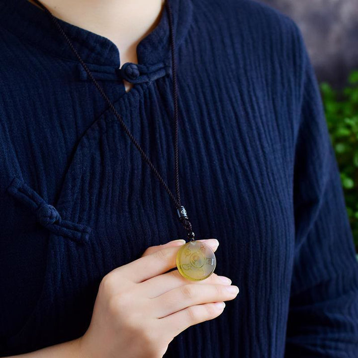 Buddha Stones Taoism Five Sacred Mountains Yin Yang Symbol Liuli Crystal Balance Necklace Pendant Key Chain - image 12