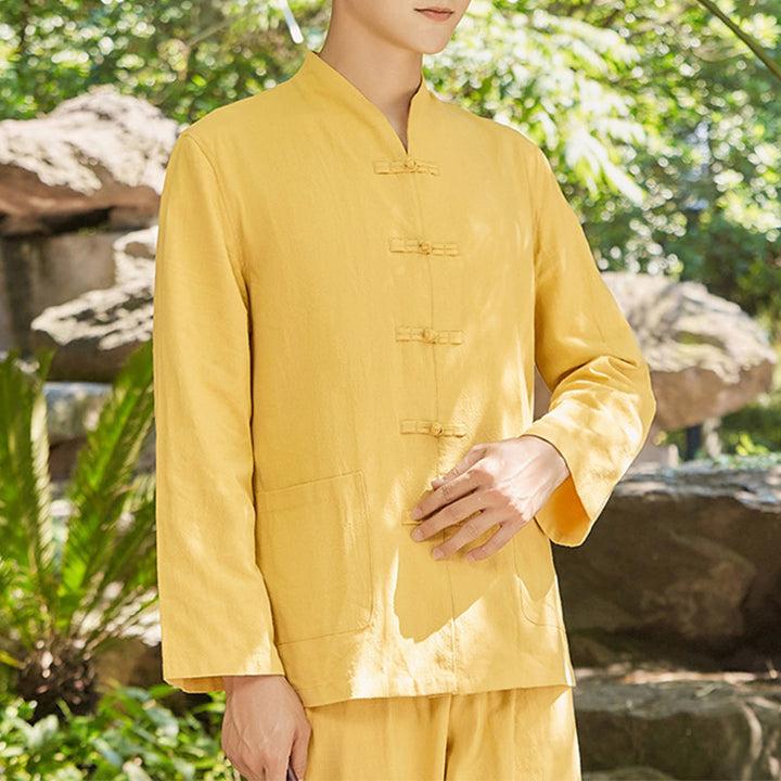 Spiritual Zen Practice Yoga Meditation Prayer Clothing Cotton Linen Men's Set - Gold - US/UK/AU48，EU58 (6XL) - image 9
