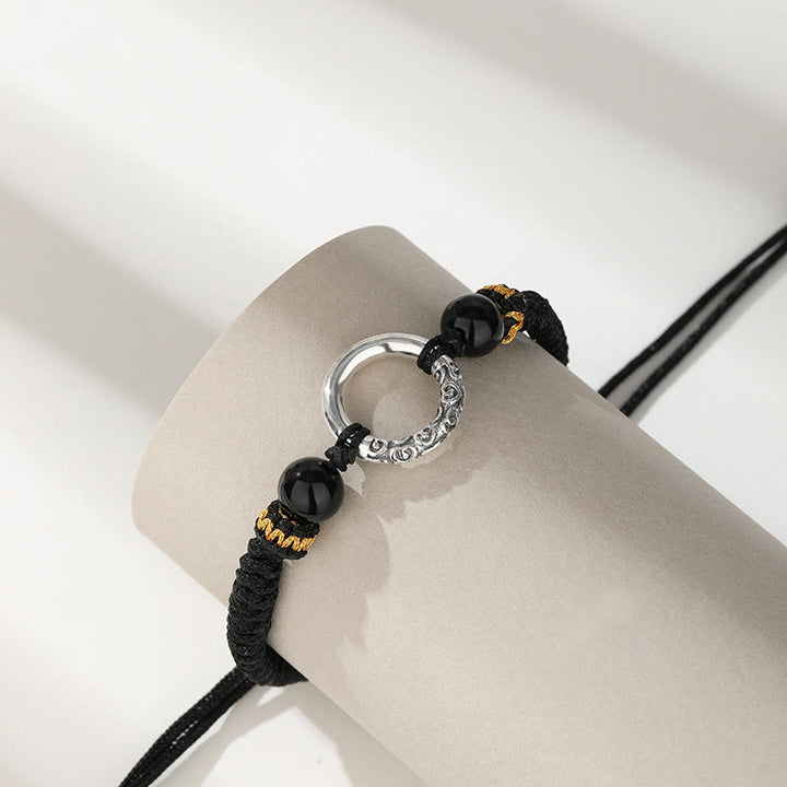 Buddha Stones 925 Sterling Silver Peace Buckle Auspicious Clouds Fortune Braided Bracelet - image 2