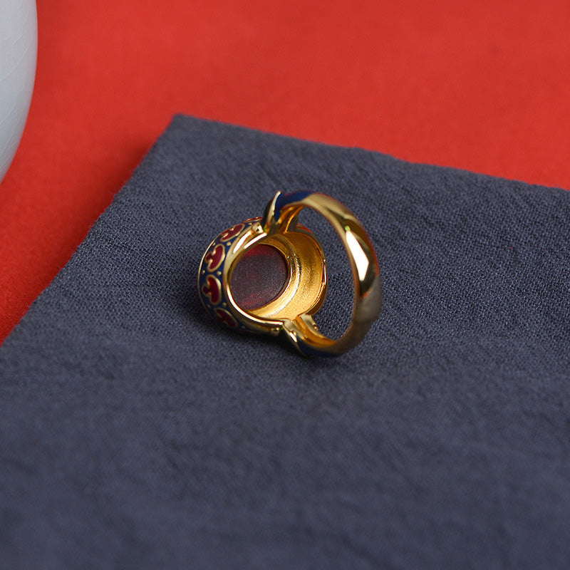 925 Sterling Silver Red Corundum Courage Ring - image 4