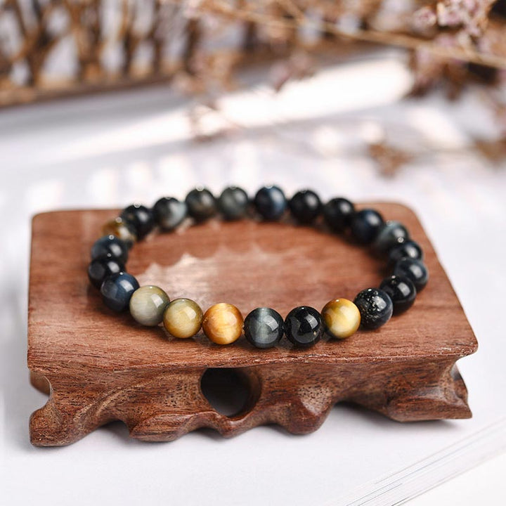Buddha Stones  Anxiety Stress Healing Crystal Tiger Eye Bead Bracelet - Dreamy Tiger Eye-8mm - image 5
