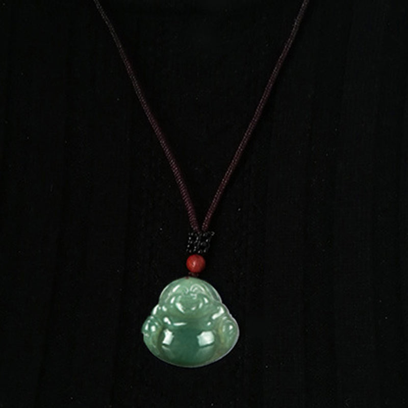 Laughing Buddha Jade Abundance String Necklace Pendant - image 7