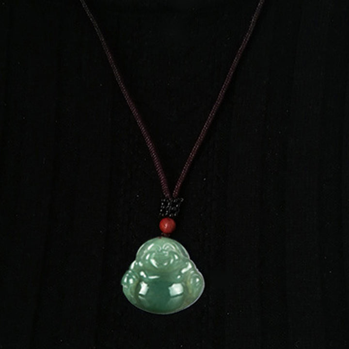 Laughing Buddha Jade Abundance String Necklace Pendant - image 7