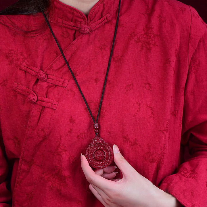 Buddha Stones Chinese Zodiac Natural Cinnabar Bagua Amulet Keep Away Evil Spirits Necklace Pendant - image 6