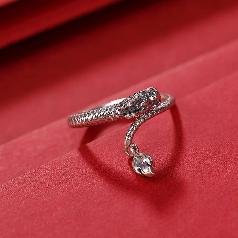 Buddha Stones 925 Sterling Silver Vintage Dragon Luck Protection Strength Adjustable Ring - image 19