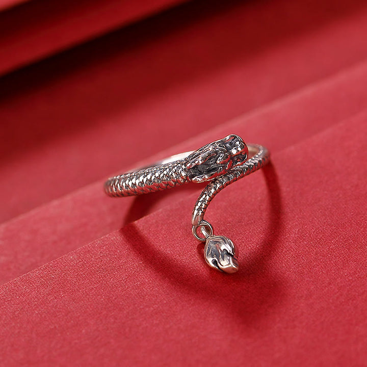 Buddha Stones 925 Sterling Silver Vintage Dragon Luck Protection Strength Adjustable Ring - image 19