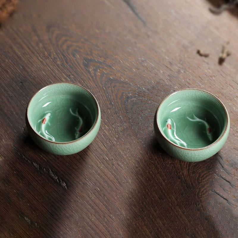 Buddha Stones Colorful Koi Fish Ceramic Teacup Kung Fu Tea Cup Bowl - image 27
