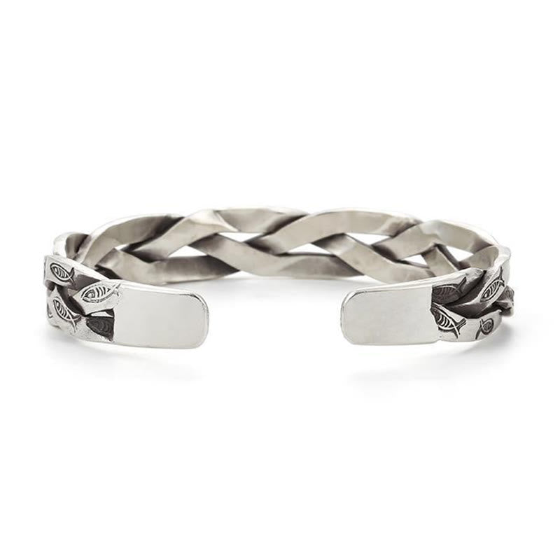 Buddha Stones Koi Fish Twisted Design Luck Wealth Cuff Bracelet Bangle - image 5
