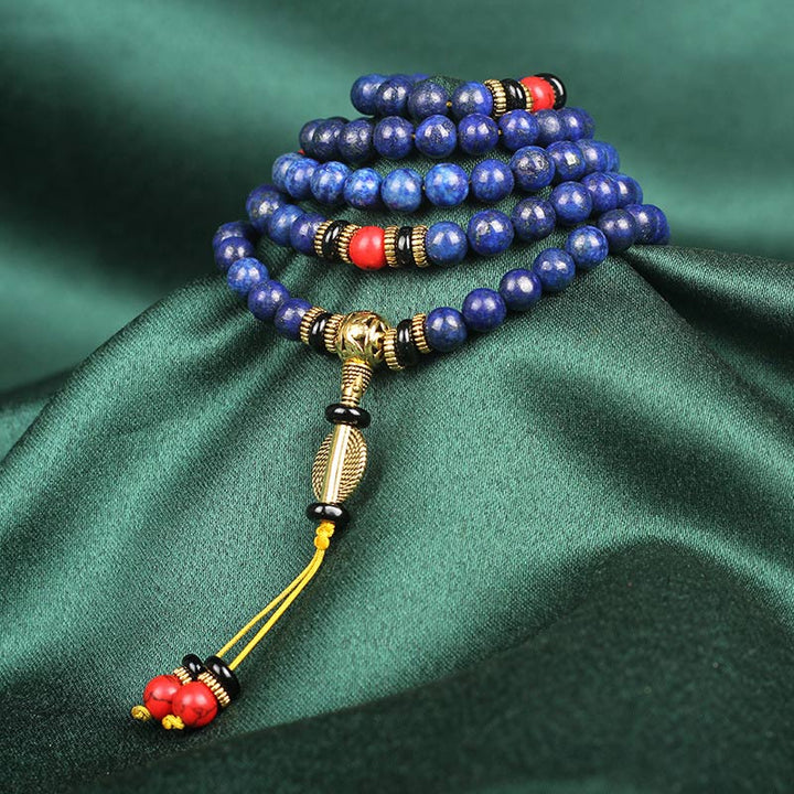 Buddha Stones Tibetan Mala Lapis Lazuli Lazurite Positive Bracelet - image 2