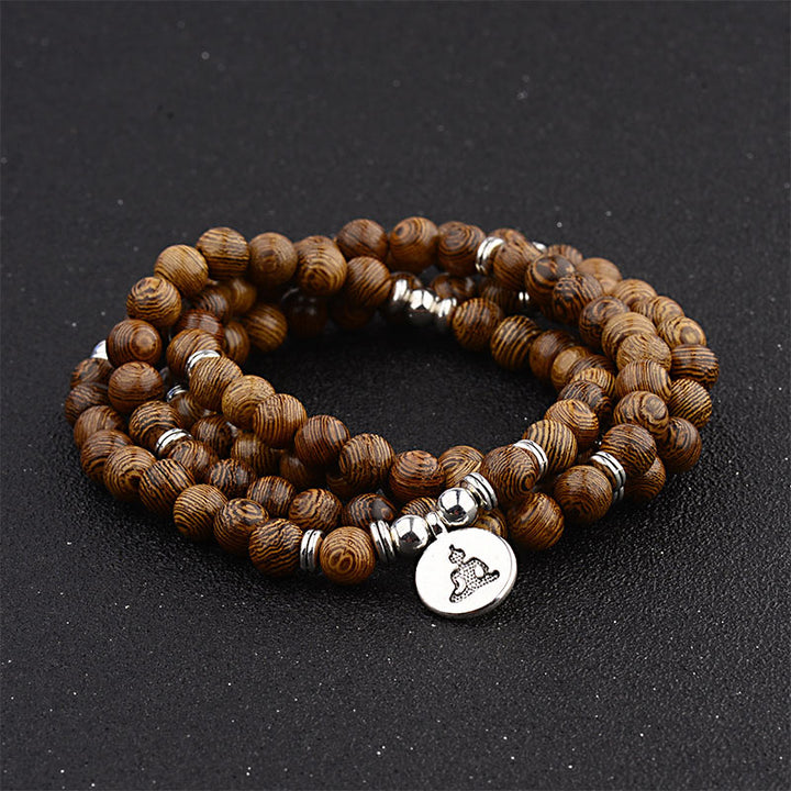 Buddha Stones Tibetan Wood Bracelet Lotus Buddha Mala - image 3
