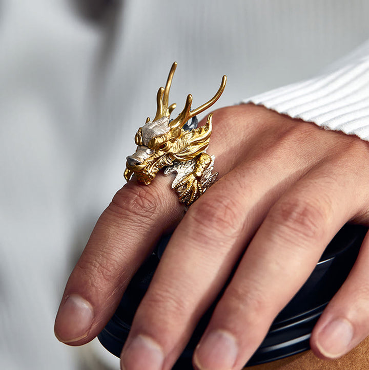 Buddha Stones 925 Sterling Silver Dragon Luck Success Protection Adjustable Ring Pendant - image 10