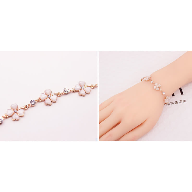 Buddha Stones Pink Crystal Four Leaf Clover Love Chain Bracelet - image 6