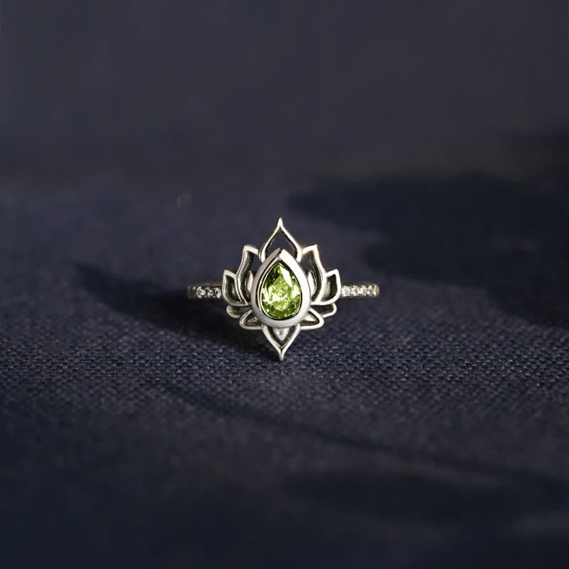 Buddha Stones Sterling Silver Lotus Zircon Blessing Protection Ring - image 14