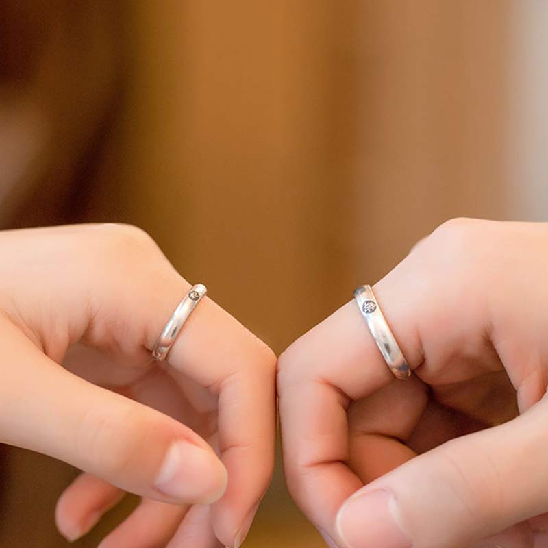 925 Sterling Silver Chinese Zodiac Natal Buddha Blessing Couple Ring - image 5