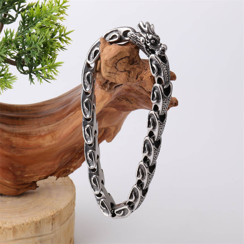 Dragon Titanium Steel Luck Bracelet Bangle - image 3