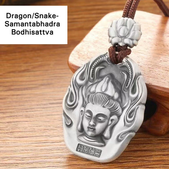 Buddha Stones Chinese Zodiac Natal Buddha Om Mani Padme Hum Lotus Compassion Necklace Pendant - Dragon/Snake-Samantabhadra Bodhisattva - image 14
