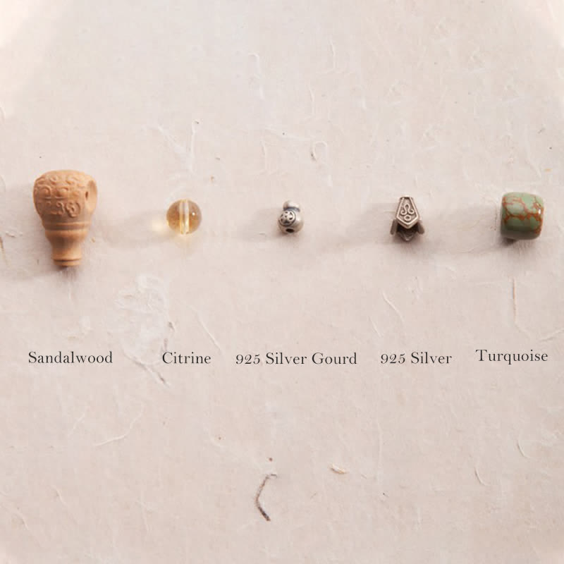 108 Mala Beads 925 Sterling Silver Citrine Sandalwood Turquoise Protection Prosperity Bracelet - image 12