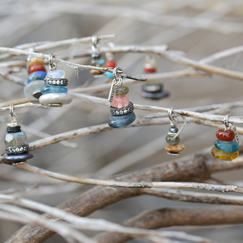 Buddha Stones Zen Cairn Labradorite Various Crystals Calm Pendant Necklace - image 2