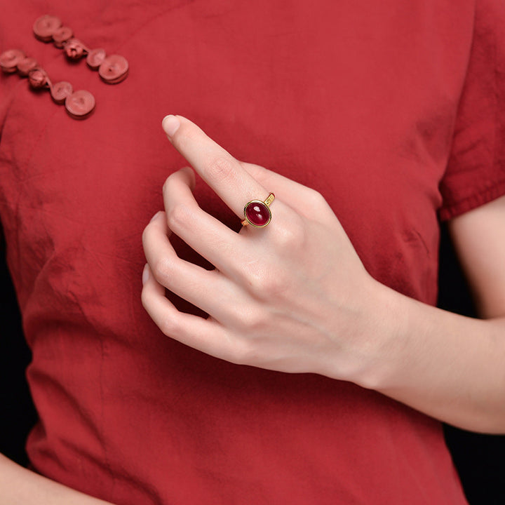 925 Sterling Silver Red Corundum Courage Ring - image 8
