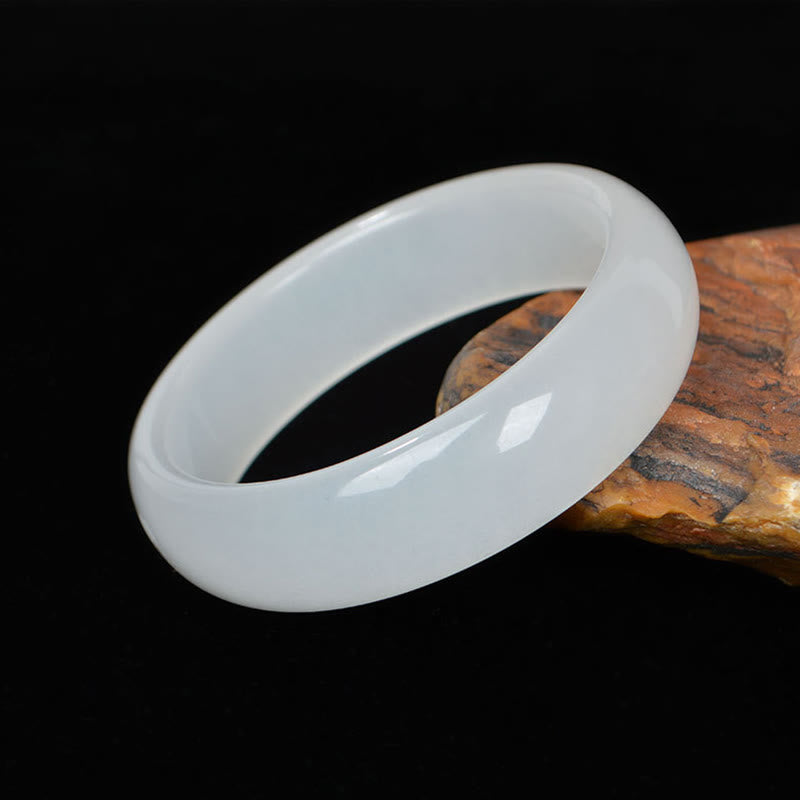 Natural Golden Silk Jade Wealth Luck Bracelet Bangle - Translucent White - 62mm - image 1