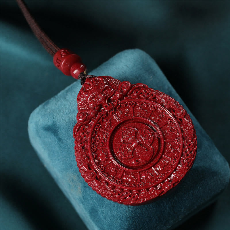Buddha Stones Chinese Zodiac Natural Cinnabar Bagua Amulet Keep Away Evil Spirits Necklace Pendant - image 2