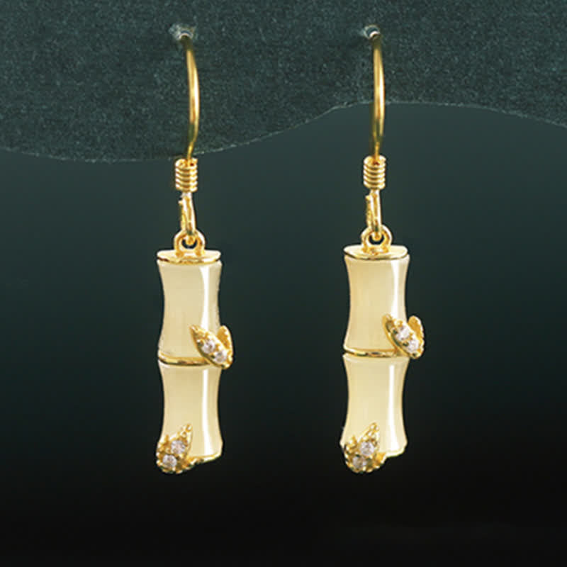 925 Sterling Silver Hetian Jade Chrysoberyl Cat Eye Red Agate Bamboo Luck Drop Earrings - image 5