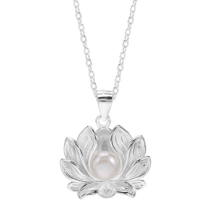 Buddha Stones 925 Sterling Silver Lotus Flower Pearl Wealth Necklace Pendant - image 10