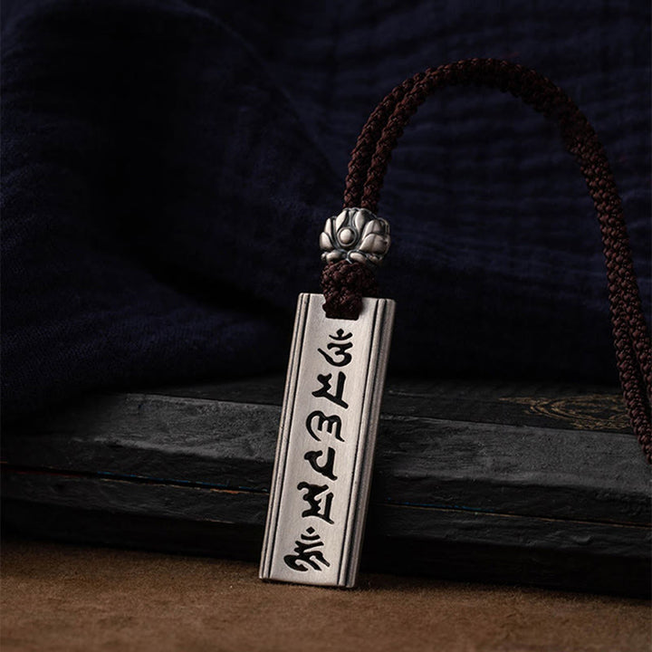 Buddha Stones 999 Sterling Silver Om Mani Padme Hum Engraved Lotus Wisdom Necklace Pendant - image 7