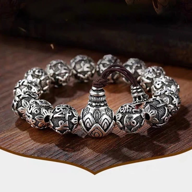 Buddha Stones Tibetan Om Mani Padme Hum Carved Alloy Beads Amulet Bracelet - image 8