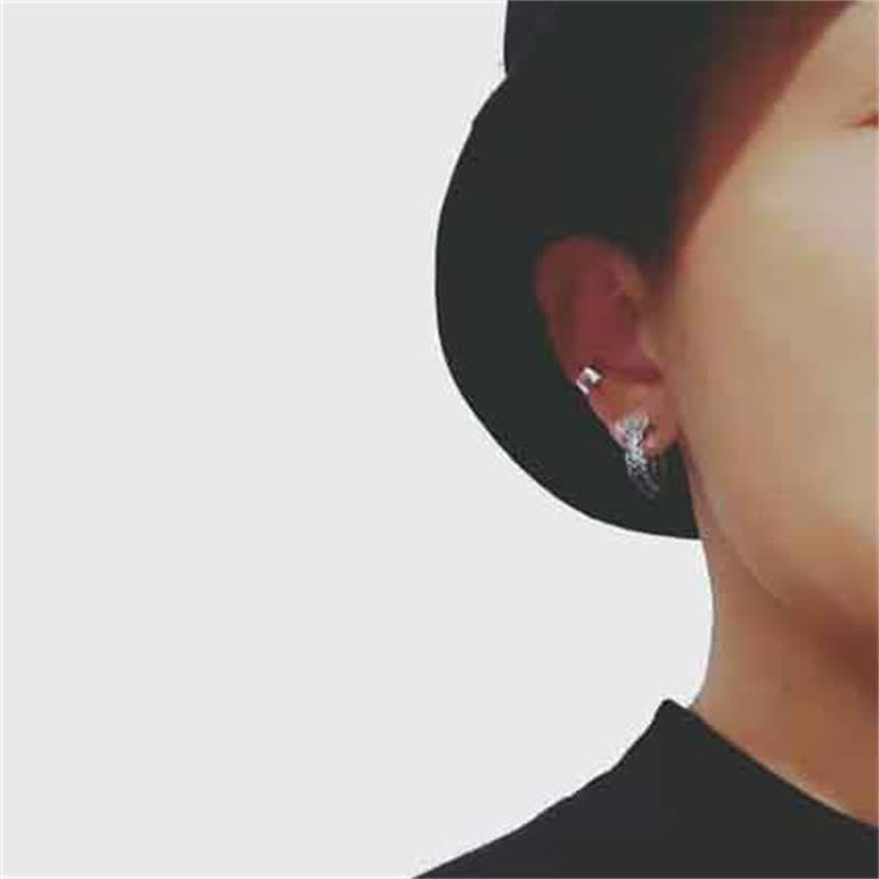 925 Sterling Silver Dragon Hoop Pattern Protection Earrings - image 1