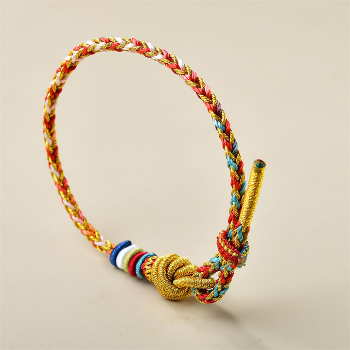 Buddha Stones Handcrafted Colorful Gold Healing Braid Rope Bracelet