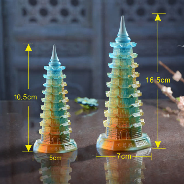 Feng Shui Wenchang Tower Handmade Liuli Crystal Pagoda Art Piece Luck Home Office Decoration - image 12