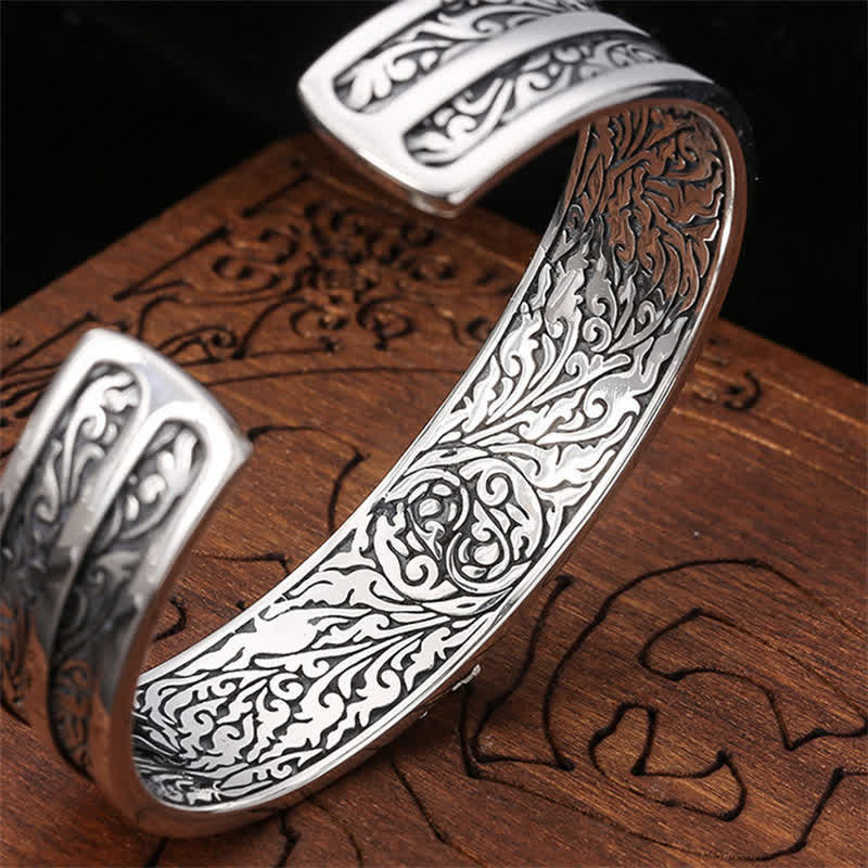 925 Sterling Silver Vajra Dorje Engraved Spiritual Power Bracelet Bangle - image 4
