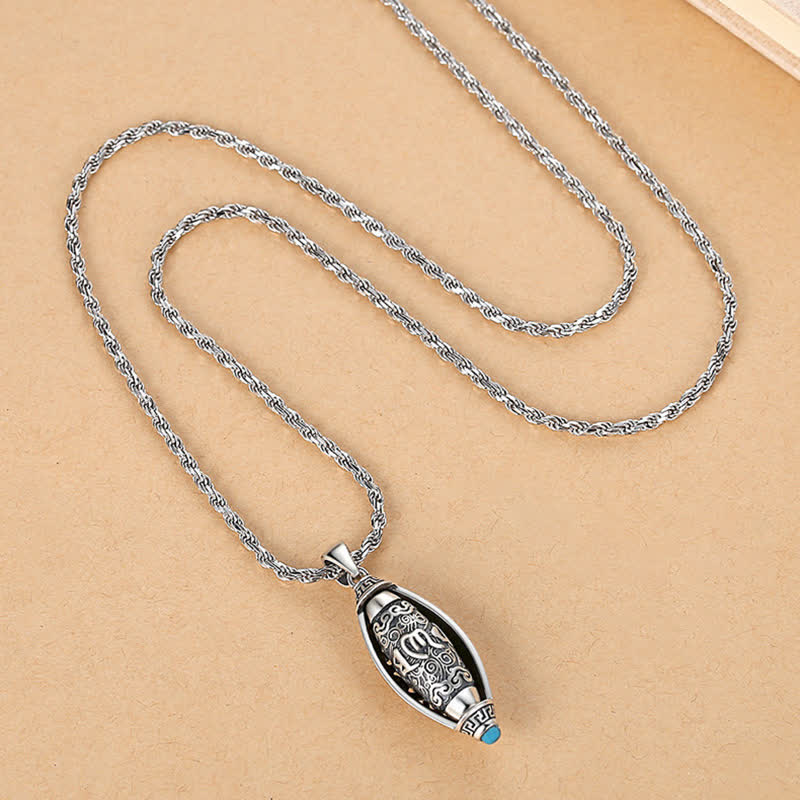 Buddha Stones Tibet Om Mani Padme Hum Protection Necklace Rotatable Pendant - image 6
