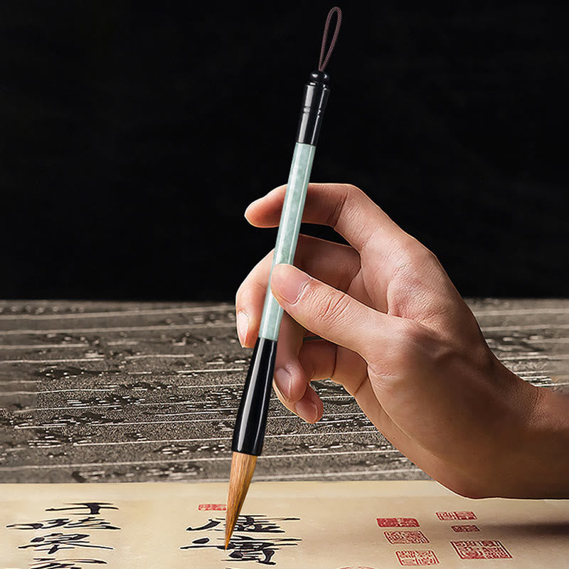 Buddha Stones Natural Jade Luck Chinese Calligraphy Brush Pen Chinese Writing Brush With Gift Box - image 3