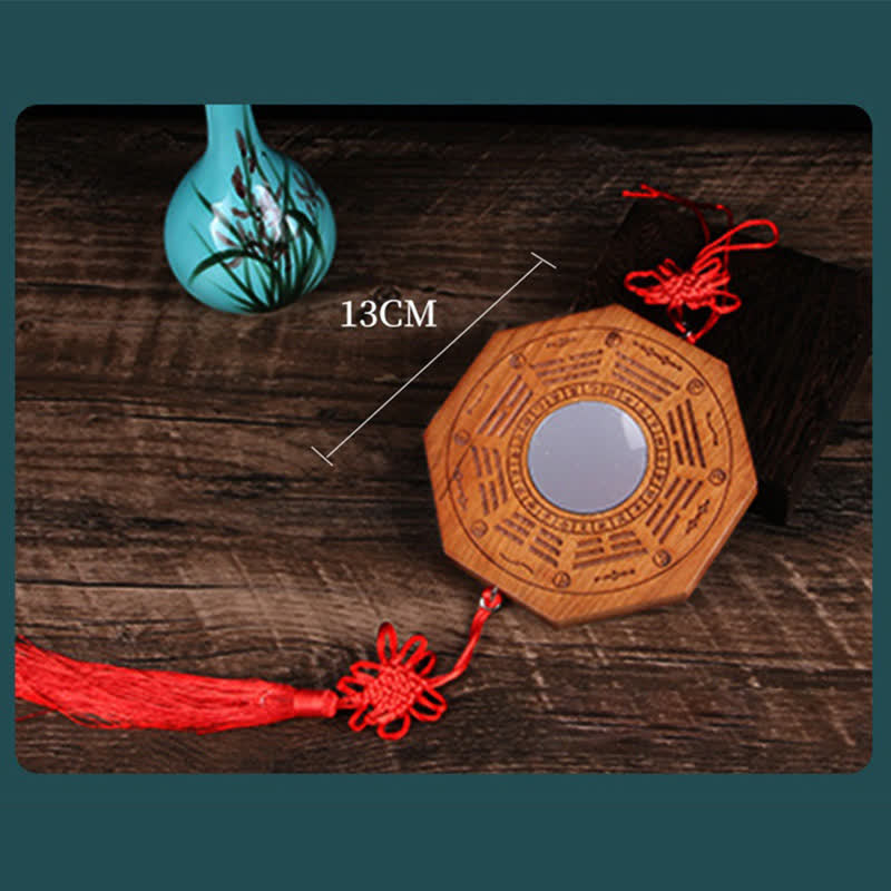 Feng Shui Bagua Map Peach Wood Five-Emperor Coins Chinese Knotting Balance Energy Map Mirror - image 11