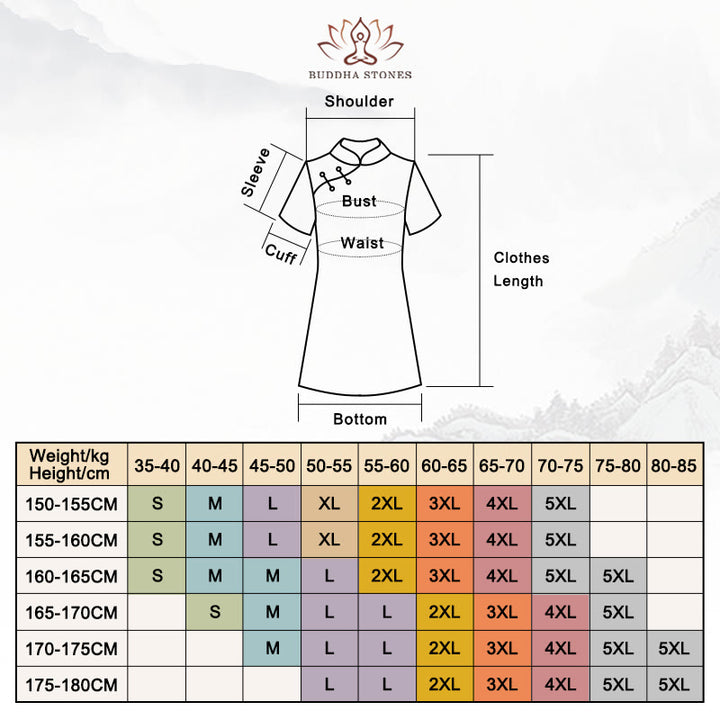 Buddha Stones Retro Flower Lotus Peony Feather Print Qipao Dress Women's Cheongsam Dress - image 21