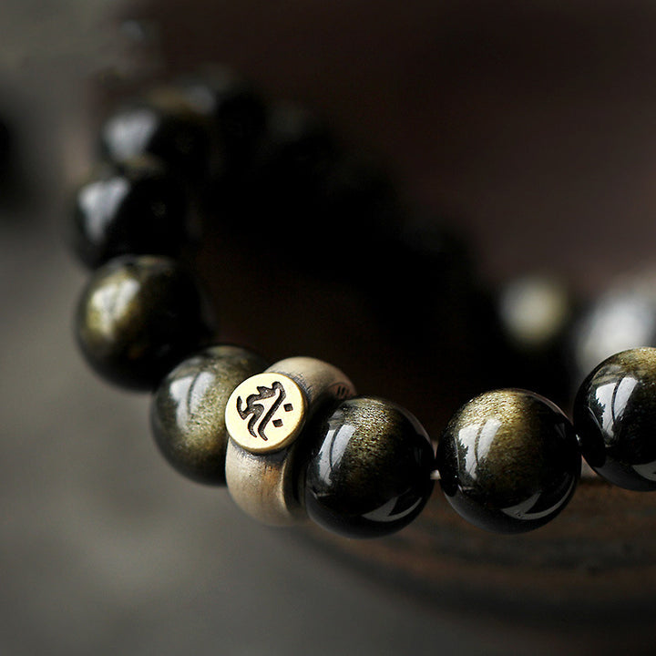 Chinese Zodiac Natal Buddha Obsidian Purification Bracelet - image 12