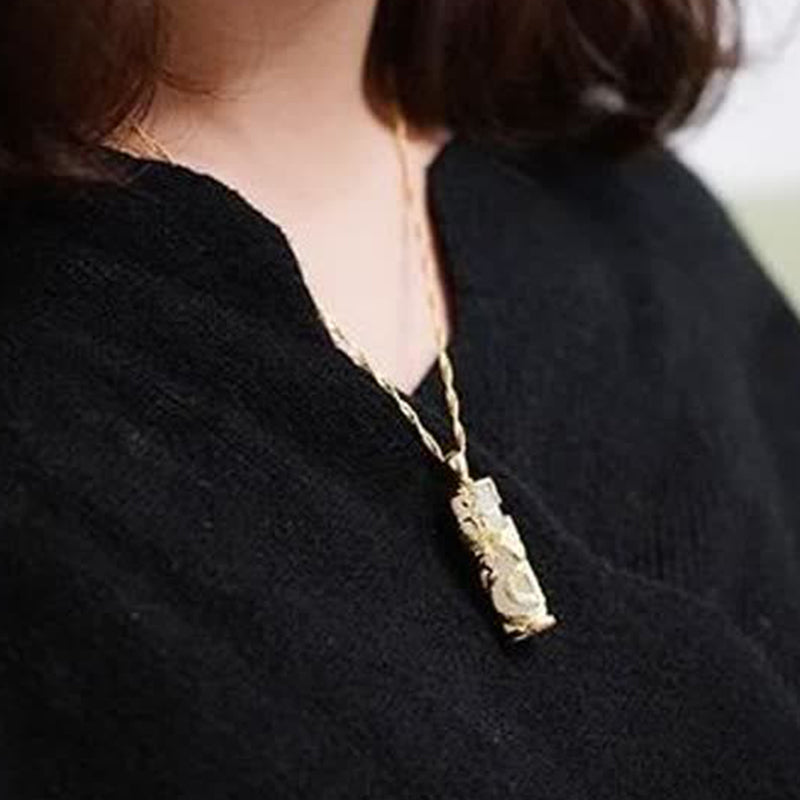 Buddha Stones Jade Dragon Phoenix Copper Blessing Harmony Necklace Pendant - image 10