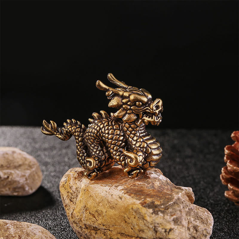 Buddha Stones Year Of The Dragon Small Auspicious Brass Dragon Luck Success Home Decoration - image 3