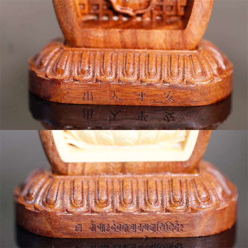 Guru Rinpoche Buddha Padmasambhavan Serenity Wood Engraved Statue Figurine Decoration - image 4