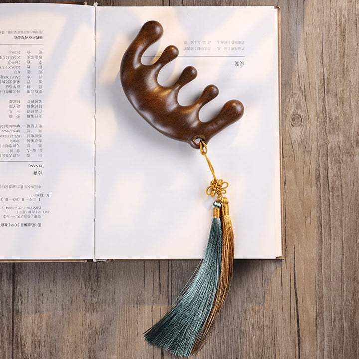 Simple Green Sandalwood Soothing Tassel Massage Comb - image 1