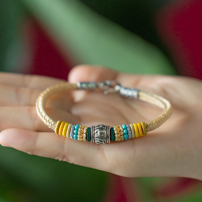Buddha Stones Handmade 925 Sterling Silver Tibetan Om Mani Padme Hum Purity Braided Bracelet - image 5